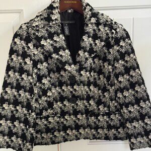 Robert Rodriguez Cropped Blazer in Black and Cream, Size 6